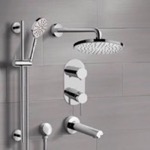 Remer TSR63 Chrome Tub and Shower Set With Rain Shower Head and Hand Shower